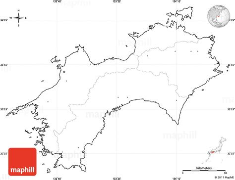 Global map japan version 2.1 vector data (released in 2015). Blank Simple Map of Shikoku, cropped outside, no labels