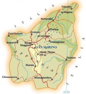 Qui, infatti, si trova una grossa fenditura, considerata il primo rifugio del fondatore di san marino: Mappa San Marino Cartina