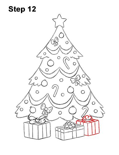 Arrange the leaves like figures of the christmas tree. How to Draw a Christmas Tree VIDEO & Step-by-Step Pictures