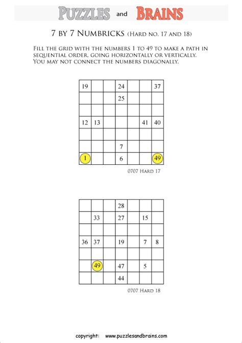 Apr 12, 2013 · play numbrix, a puzzle by marilyn vos savant. Printable 7 by 7 difficult level Numbrix logic puzzles for ...