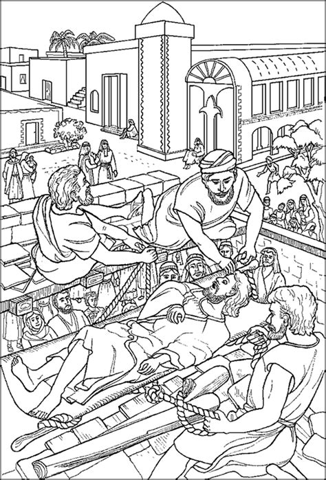 How long had it been? Paralyzed Man Lowered Through Roof Coloring Page ...