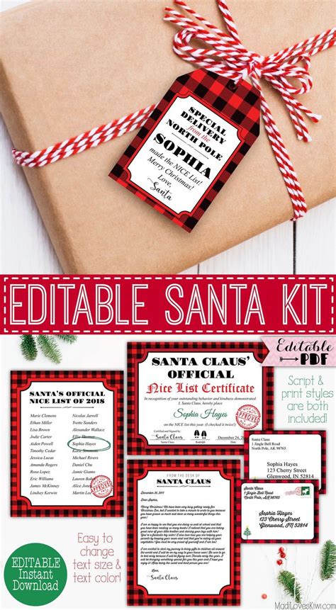 The details of the paper and illustration give the certificate an. Editable Santa Letter Printable, Nice List Certificate ...