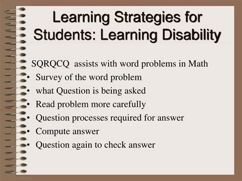 PPT - Learning Strategies for Students: Learning Disability PowerPoint ...