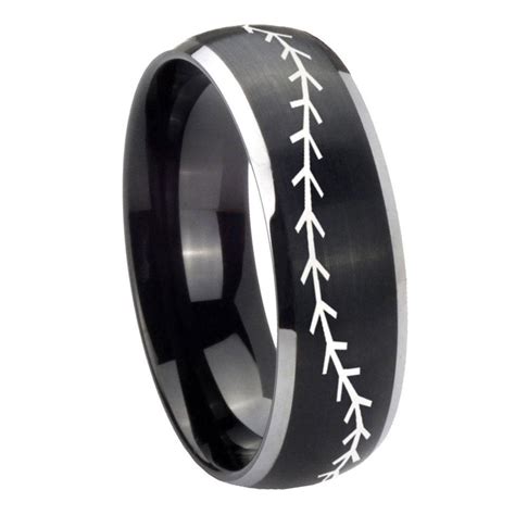 That's not just because mens wedding bands come in all prices, shapes, widths and materials, but furthermore because it's one piece of. 8mm Baseball Stitch Dome Brushed Black 2 Tone Tungsten Wedding Band Ring | Tungsten wedding ...