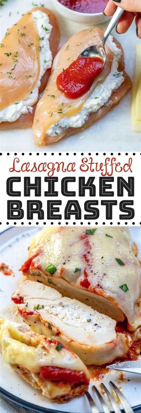 The cheese just oozes out. Lasagna Stuffed Chicken Breasts - MY RECIPES