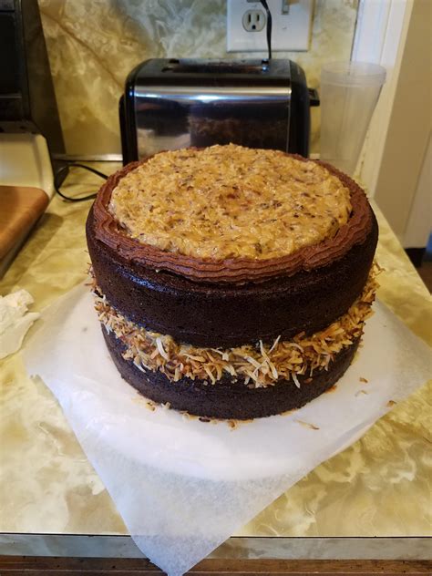 Scrape the sides and bottom of the bowl and mix for an additional 20 seconds (the batter will be very thin). German Chocolate Cake with Gooey Coconut Filling and ...
