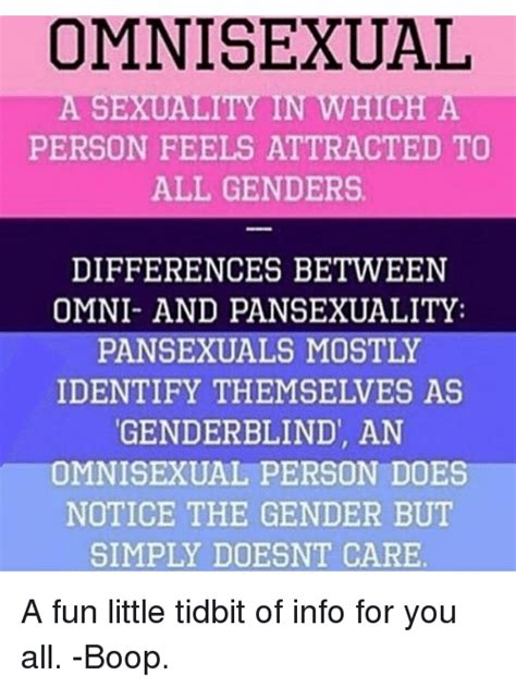 When you're first introduced to it, you probably got told it means something like you like boys and girls. What Does omnisexual Mean? | Gender & Sexuality by Dictionary.com