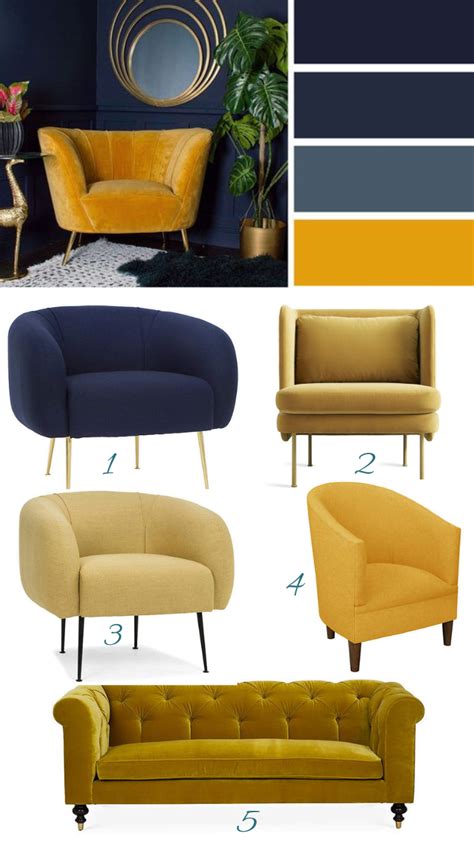 Of all mustard yellow dining chairs, this one is the pick of the bunch for any style. navy blue and mustard yellow accent chairs | Blue and mustard living room, Yellow dining room ...