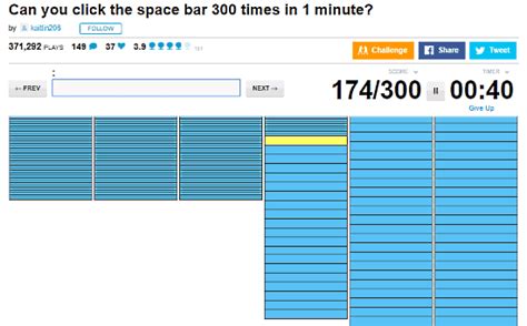 Jan 17, 2021 · spacebar counter 1 minute. 5 Online Spacebar Speed Test Websites Free