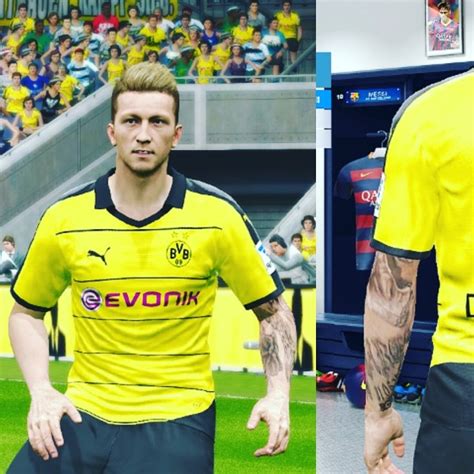 Marco reus is a german professional footballer who plays as a forward for and captains bundesliga club borussia dortmund and the germany nat. PES 2016 Marco Reus Tattoo - PATCH PES | New Patch Pro ...