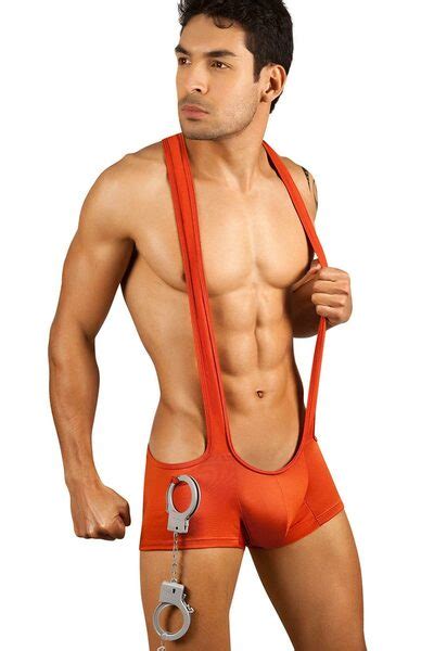 Black ladder cut outs on each side. Male Prisoner Guilty Pleasure Singlet, Sexy Men's Onesie ...