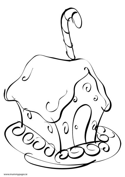 33 pages of cute children, animals and objects to color. Christmas candy cane house Colouring Page | MummyPages.ie