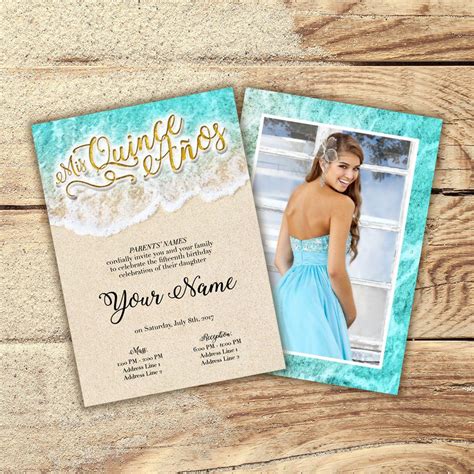 Beach string light palm tree sweet 16 birthday. Printable Invitation - Sweet 16, Quinceañera, Beach, Sea ...