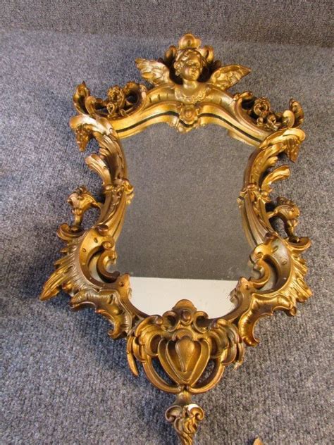 Nice novelty style mirror clock suitable for mantle or dresser. *PETITE SIZE* ANTIQUE 19c ITALIAN CHERUB HEAD GESSO WALL ...