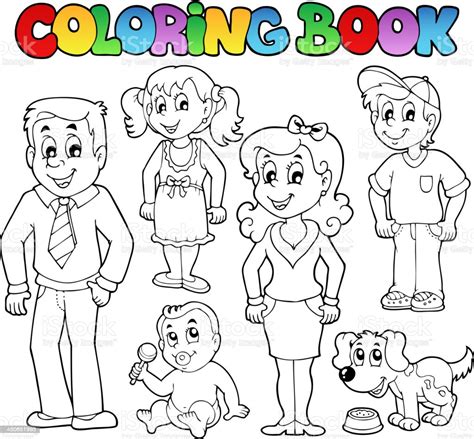 Antes de guardar debes colorear tu dibujo. Familia Con Perro Dibujo Para Colorear - páginas para colorear