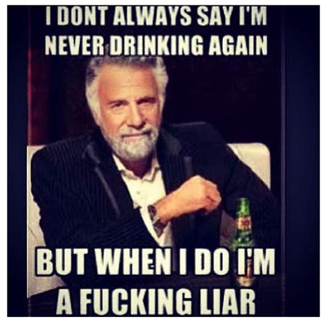 My hangover never drinking again meme. I don't always say I'm never drinking again, No shame in ...