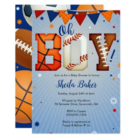 Make sure your baby shower is a touchdown by setting the mood with the perfect food! Sports Baby Shower Invitation - Sports All Star | Zazzle.com