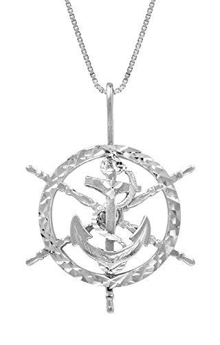 Get an engraved anchor necklace from our womens anchor necklace collection which can be personalized with a custom engraving or birthstone charms. Sterling Silver Anchor Within a Ships Wheel Necklace ...