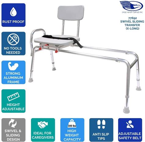 Snap N Save Extra Long Sliding Transfer Bench with Swivel  