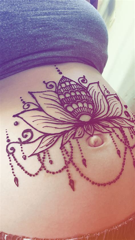 Henna, or mehndi, and black henna. Henna Tattoo; Pregnant; Lotus Flower; Belly Henna | Belly ...