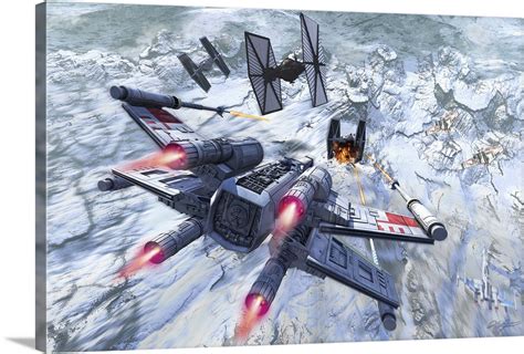 Maybe you would like to learn more about one of these? X-Wing Attacking a TIE Fighter Over an Arctic Station Wall ...