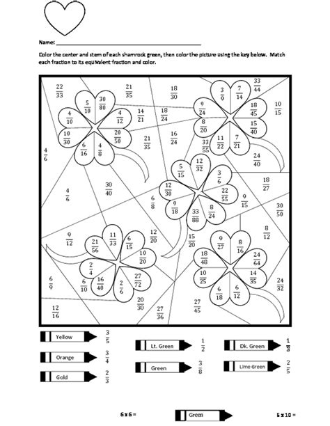 We hope your happy with this equivalent fractions coloring worksheet luxury equivalent fractions heart coloring page idea. Shamrock Equivalent Fraction Coloring Sheet by wisteacher ...