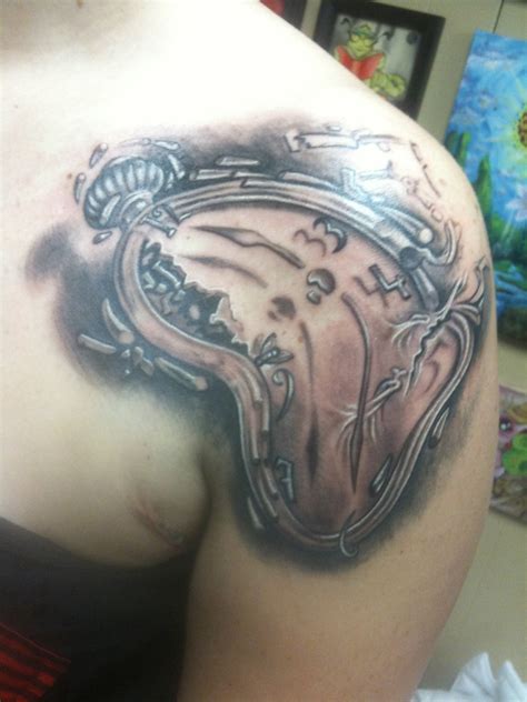 Not bad for someone who has only been tattooing for 9 months. Dali clock tattoo | Salvador Dali melting clock tattoo ...