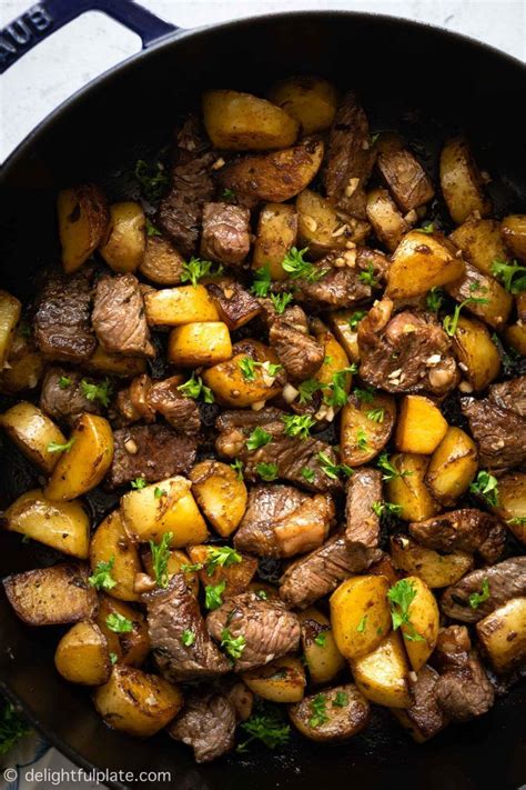 This only took 10 minutes in my hot skillet. This Butter Soy Steak Bites and Potatoes recipe features ...