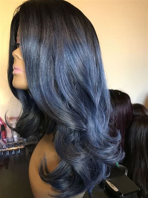 We at inch hair design proud ourselves in the professional quality and experience of skill in all areas of hairdressing. LACE FRONT OMBRÉ BLUE SILVER BLACK SIFT BOUNCY CURLS 20 ...