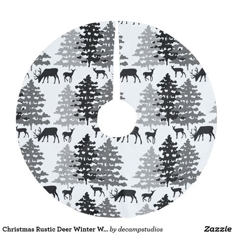 Click on image to zoom. Christmas Rustic Deer Winter Woodland Pine Trees Brushed ...