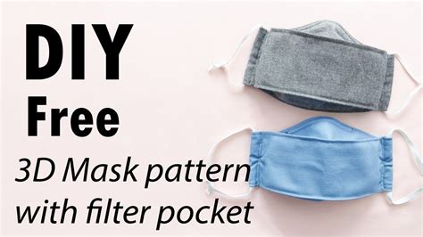3d face mask pattern pdf free. DIY Free pattern - 3D Mask with filter pocket (2 Sizes ...