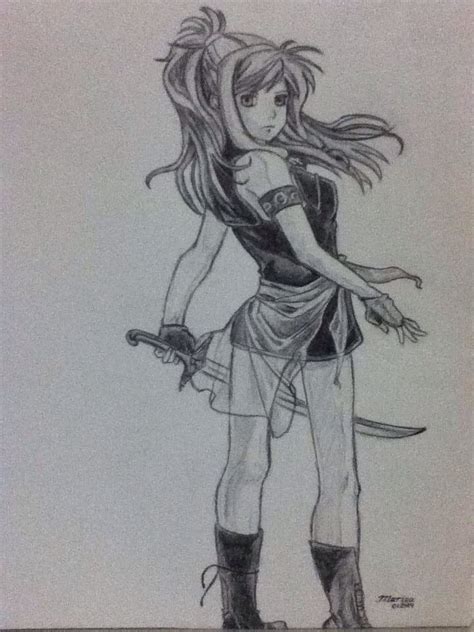 Pencil video game character drawings. Pencil drawing, 2014, Marisa from the video game Fire ...