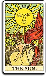 Blocked happiness, excessive enthusiasm, pessimism, unrealistic expectations, conceitedness. The Sun - Sun Tarot Card Meaning From The Universal Waite Tarot Deck | WebAstrologers.com