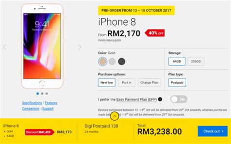 Don't forget to check digi, umobile and celcom. Digi opens iPhone 8 pre-orders from RM2,170 | SoyaCincau.com