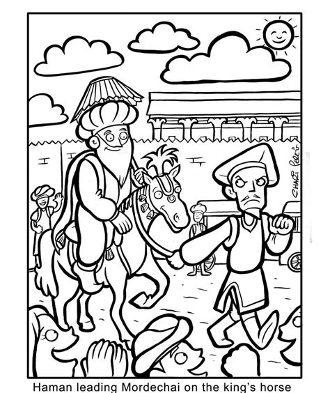 Purim coloring page by ann koffsky. Haman Leading Mordechai of Purim Coloring Pages ...