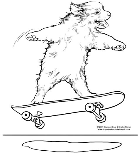 Print coloring of skateboard and free drawings. Skateboarding dog coloring page by Diane deGroat & Shelley ...