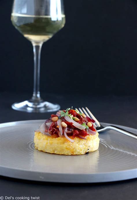 Pat into a rimmed baking sheet; Caramelized Red Onions Polenta Bites (vegan, gluten free ...