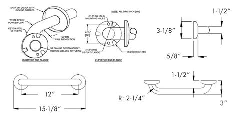 Wall mounted grab bars come in several lengths. ASI Grab Bar, White, Powder Coated, 1-1/4" OD, 12" Long ...