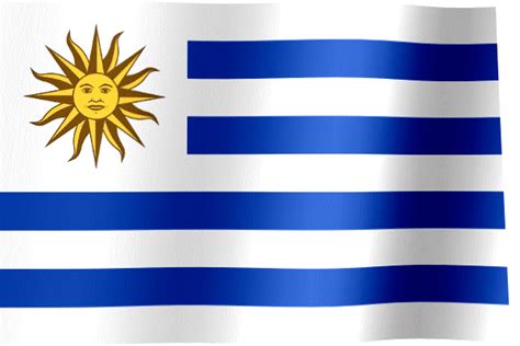 The national flag of uruguay (pabellón nacional) has a field of nine equal horizontal stripes alternating white and blue. Uruguay Flag GIF | All Waving Flags