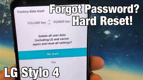 Release both buttons once you. LG Stylo 4: How to Factory Reset (Forgot Password ...