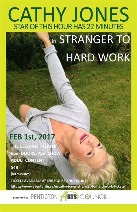 I'm tempted to put this on afd, but if anyone could try to convince me otherwise first, i'll post this here and wait a few days. Cathy Jones in Stranger to Hard Work coming to Penticton - InfoNews