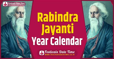 Rabindra jayanti celebrates the birth anniversary of the great bengali poet, scholar, novelist, playwright, humanist, philosopher, and nobel laureate—rabindranath tagore. Rabindranath Tagore Jayanti Year Calendar, Rabindra ...