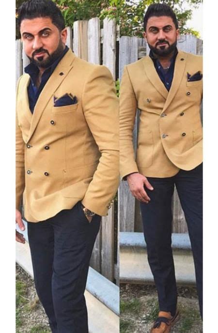 How to wear a camel over coat. Get a stylish look with mens khaki wool double breasted ...