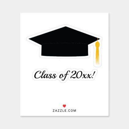 Graduation cap and diploma icon or logo, color set with long shadow. Graduation Cap and Class Of Sticker | Zazzle.com ...