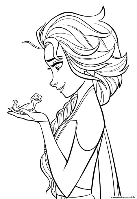 Printable frozen 2 elsa coloring pages for kids. Elsa And Lizard Bruni Frozen 2 Coloring Pages Printable