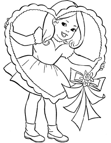 Paw patrol happy valentine's day. Cute Little Girl And Valentine Heart Coloring Page | Cute ...