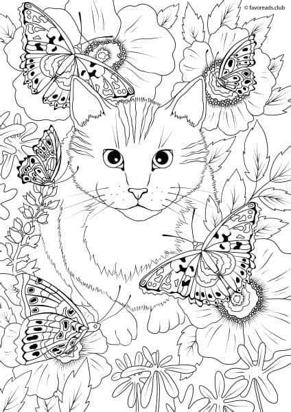 Cats and flowers coloring book. The World of Butterflies - Cat and Butterflies - Printable ...