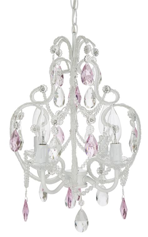 Therefore, the quantity shown may not be available when you get to the store. 4 Light Beaded Crystal Plug-In Chandelier (White w/ Pink ...