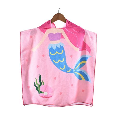 It can be used not only as a bath towel, but also as a beach pool poncho. Children Polyester Beach Cloak Towel Kids Cartoon Hooded ...