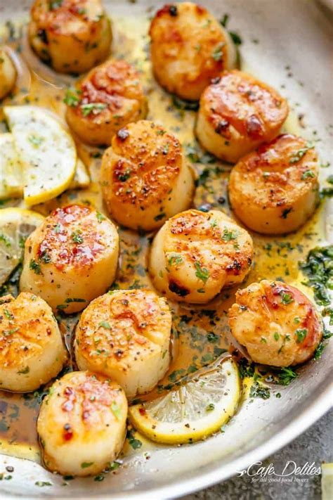 Cover and chill in the refrigerator for 1 hour. Lemon Garlic Butter Scallops | cafedelites.com | Easy ...